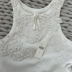 Anthropologie Lace Appliqué Tank Blouse Shirt Top